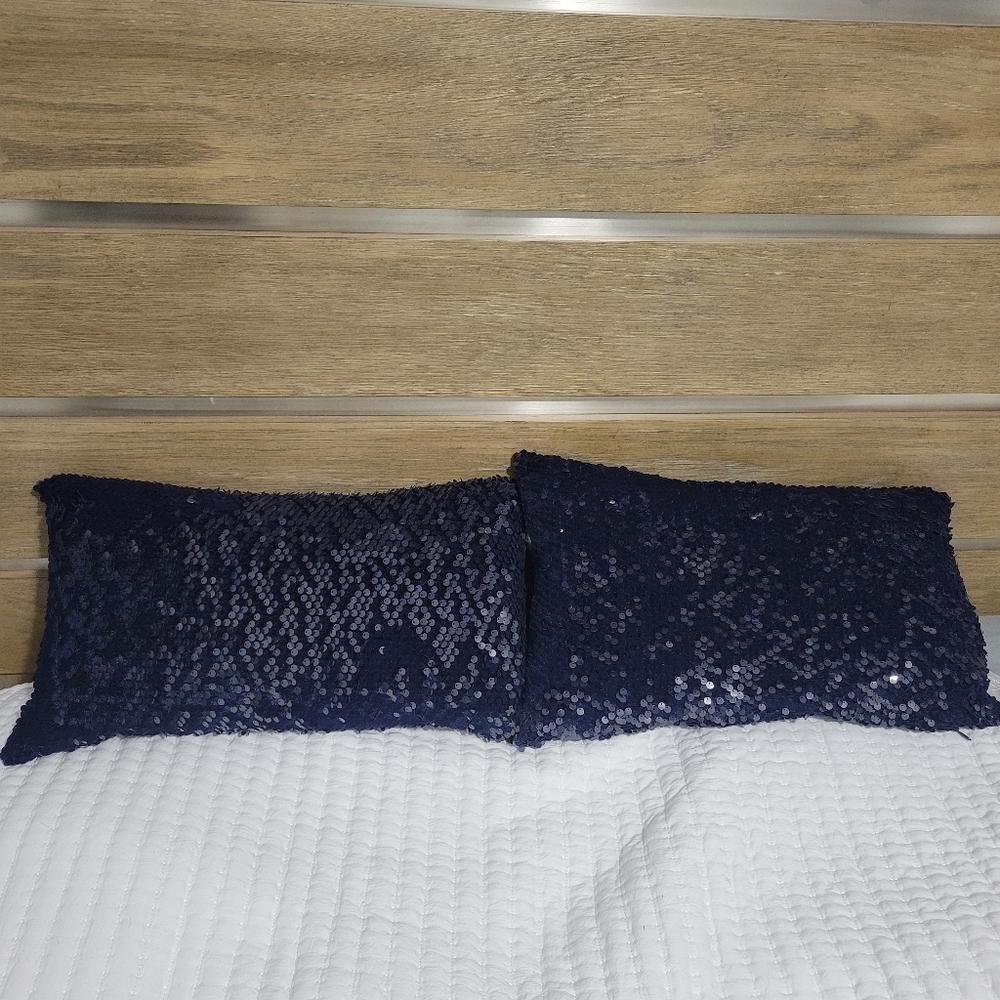 Aviva Stanoff Set of 2 rectangular throw pillows 12" x 20" NEW VELVET/Sequin